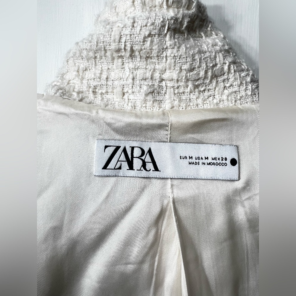 Zara Womens White Bone Gold Buttons Cardigan Sweater Size M - Picture 11 of 12